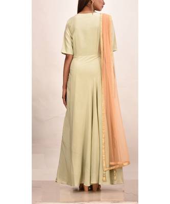 multicolor  muslin silk short sleeves solid women gown 3