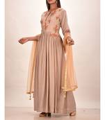 muslin silk three quarter sleeves solid women gown