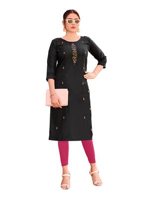 Black embroidered cotton cotton-kurtis 1