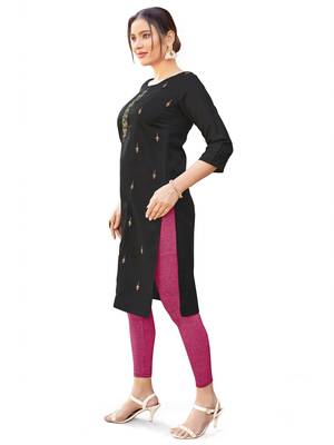 Black embroidered cotton cotton-kurtis 3