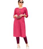 Pink embroidered cotton cotton-kurtis