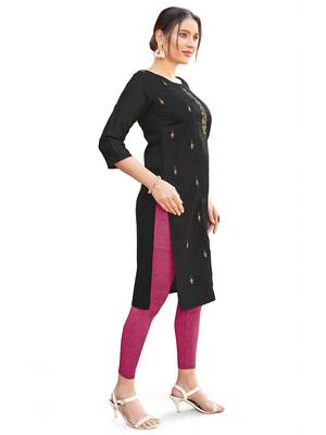 Black embroidered cotton cotton-kurtis 5