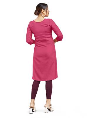 Pink embroidered cotton cotton-kurtis 2