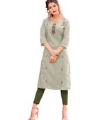 Grey embroidered cotton cotton-kurtis