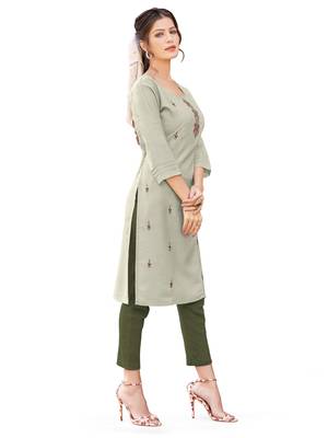 Grey embroidered cotton cotton-kurtis 3