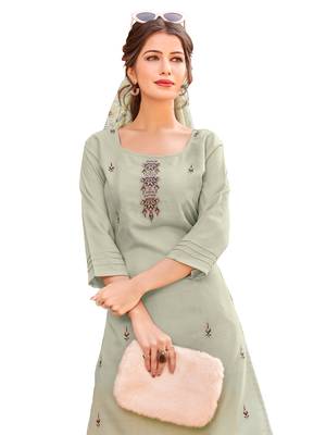 Grey embroidered cotton cotton-kurtis 4