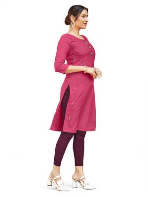 Pink embroidered cotton cotton-kurtis 5