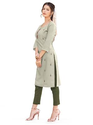 Grey embroidered cotton cotton-kurtis 5
