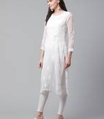 White embroidered georgette chikankari-kurtis