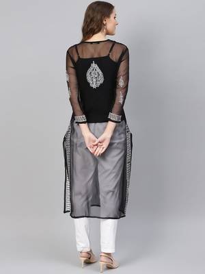 Black embroidered georgette chikankari-kurtis 2