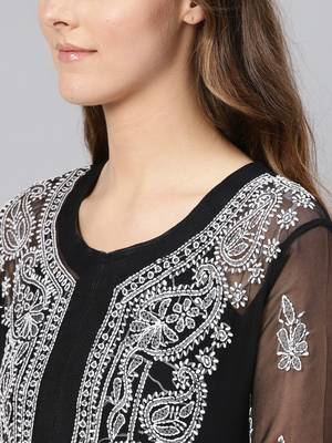 Black embroidered georgette chikankari-kurtis 3