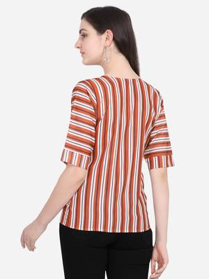Brown printed crepe crop-tops 2