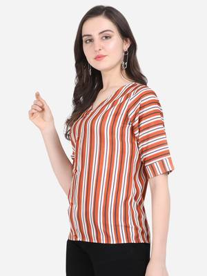 Brown printed crepe crop-tops 3