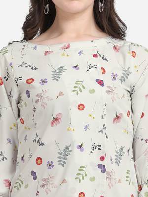 Cream printed crepe crop-tops 5