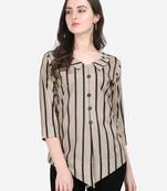 Grey printed crepe crop-tops