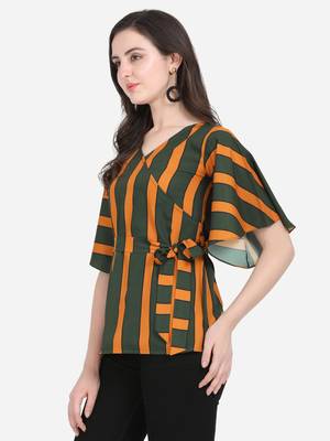 Green printed crepe crop-tops 5