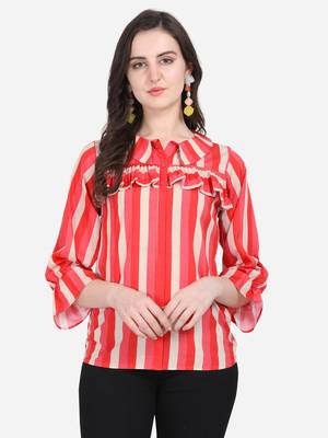 Pink printed crepe crop-tops 1