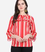 Pink printed crepe crop-tops