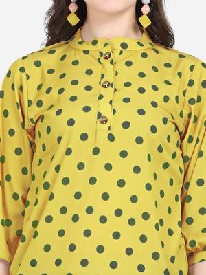 Mustard printed crepe crop-tops 4