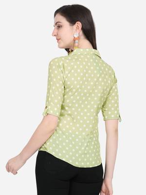 Green printed crepe crop-tops 2