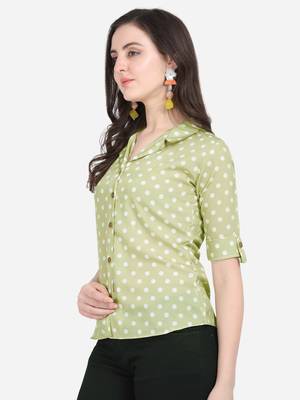 Green printed crepe crop-tops 5