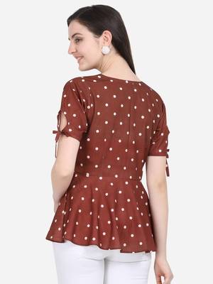 Maroon printed crepe crop-tops 2