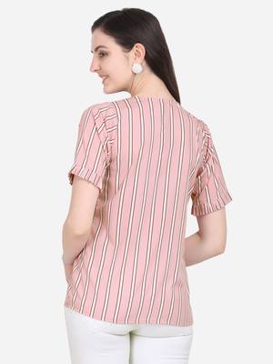 Pink printed crepe crop-tops 2