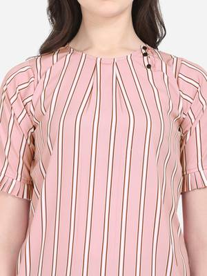 Pink printed crepe crop-tops 4