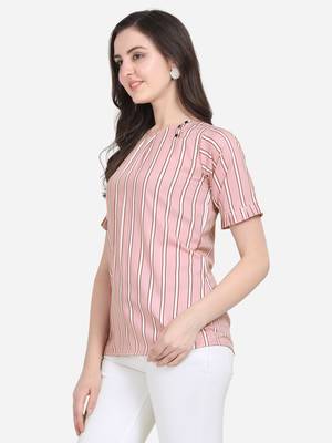Pink printed crepe crop-tops 5