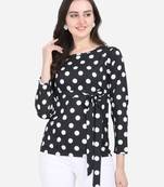 Black printed crepe crop-tops