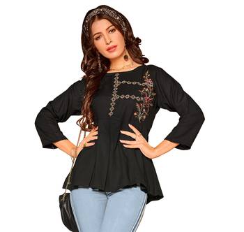 Black embroidered slub party-tops 1