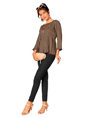 Grey embroidered slub party-tops 3