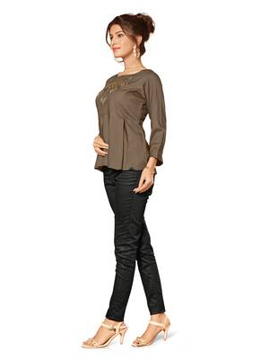 Grey embroidered slub party-tops 4