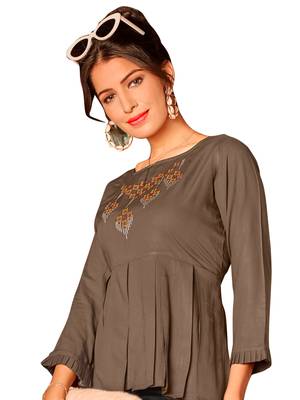 Grey embroidered slub party-tops 5