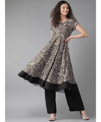 Beige Animal Print Kurta 1