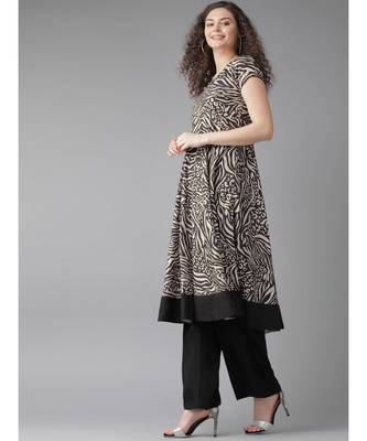 Beige Animal Print Kurta 3