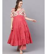 Pink Ikat Printed Tiered Anarkali