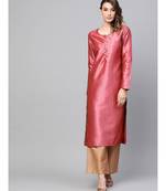 Pink self designed straight kurta
