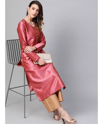 Pink self designed straight kurta 4