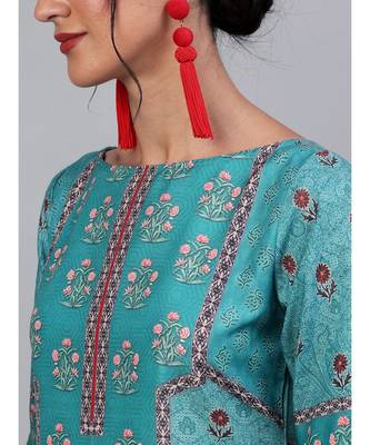 Green Digital Printed Straight Kurta 5