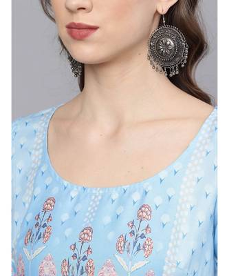 Aqua Blue Digital Print Kurta 2