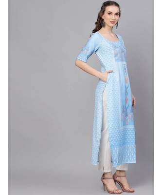 Aqua Blue Digital Print Kurta 3