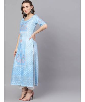 Aqua Blue Digital Print Kurta 5