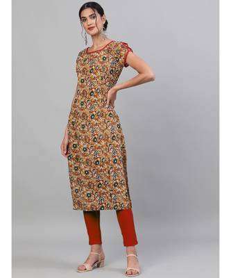 Mustard Kalamkari Floral Printed Straight Kurta 2