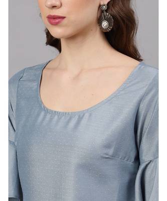 Pastel Blue Chinon Design Top With Dhoti Pant 2