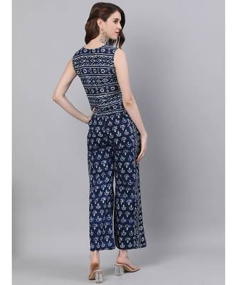 Indigo & White Top With Printed Palazzo Set 4