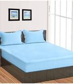 Cotton Satin Stripe 210 Tc King Bedsheet with 2Pc Pillow Cover 254 cm X274 cm