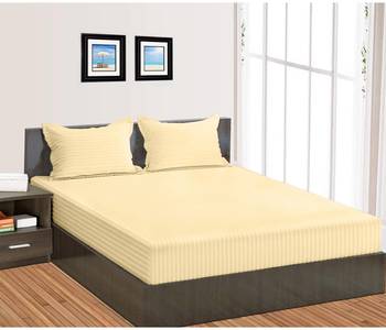 Cotton Satin Stripe 210 Tc Single Bedsheet with 1Pc Pillow Cover 1