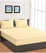 Cotton Satin Stripe 210 Tc Super Queen Bedsheet with 2Pc Pillow Cover 228 cm X274 cm