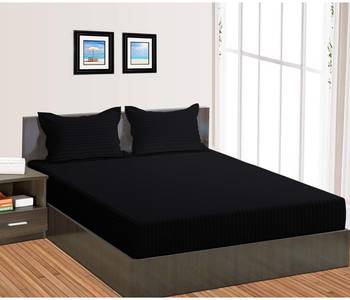 Cotton Satin Stripe 210 Tc Super King Bedsheet with 2Pc Pillow Cover 274 cm X274 cm 1